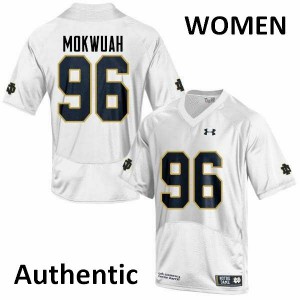 #96 Pete Mokwuah UND Women's Authentic Football Jerseys White