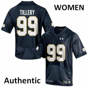 #99 Jerry Tillery UND Women's Authentic NCAA Jersey Navy Blue