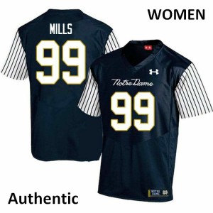 #99 Rylie Mills Notre Dame Women's Alternate Authentic NCAA Jerseys Navy Blue