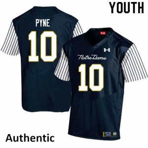 #10 Drew Pyne UND Youth Alternate Authentic Player Jersey Navy Blue