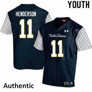 #11 Ramon Henderson Notre Dame Youth Alternate Authentic NCAA Jersey Navy Blue
