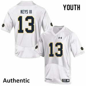 #13 Lawrence Keys III University of Notre Dame Youth Authentic Stitch Jersey White