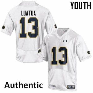 #13 Tyler Luatua UND Youth Authentic Football Jersey White