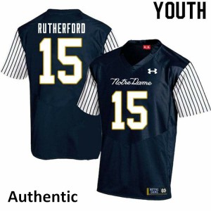 #15 Isaiah Rutherford Fighting Irish Youth Alternate Authentic University Jerseys Navy Blue