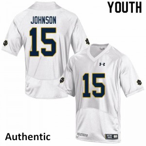 #15 Jordan Johnson Fighting Irish Youth Authentic Stitch Jersey White