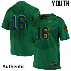 #16 KJ Wallace Fighting Irish Youth Authentic College Jerseys Green