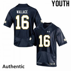 #16 KJ Wallace Irish Youth Authentic Stitched Jerseys Navy
