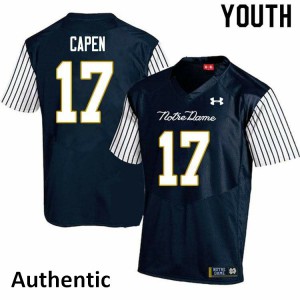 #17 Cole Capen Notre Dame Fighting Irish Youth Alternate Authentic University Jersey Navy Blue