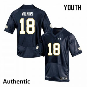 #18 Joe Wilkins Notre Dame Fighting Irish Youth Authentic Embroidery Jersey Navy