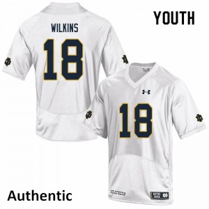 #18 Joe Wilkins University of Notre Dame Youth Authentic Official Jerseys White