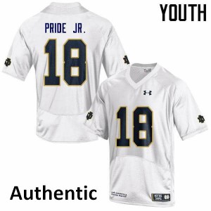 #18 Troy Pride Jr. UND Youth Authentic Football Jerseys White