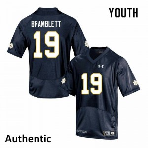 #19 Jay Bramblett University of Notre Dame Youth Authentic Stitch Jersey Navy