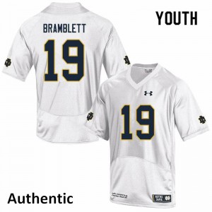 #19 Jay Bramblett Fighting Irish Youth Authentic Football Jerseys White