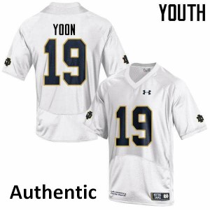 #19 Justin Yoon Notre Dame Youth Authentic Alumni Jerseys White