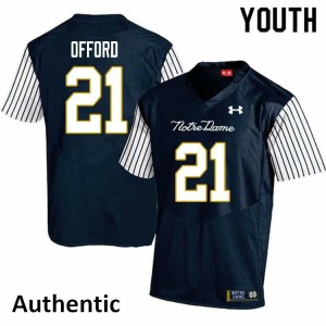 #21 Caleb Offord University of Notre Dame Youth Alternate Authentic Official Jerseys Navy Blue