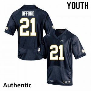 #21 Caleb Offord Notre Dame Fighting Irish Youth Authentic Stitch Jersey Navy