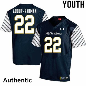 #22 Kendall Abdur-Rahman University of Notre Dame Youth Alternate Authentic Embroidery Jersey Navy Blue