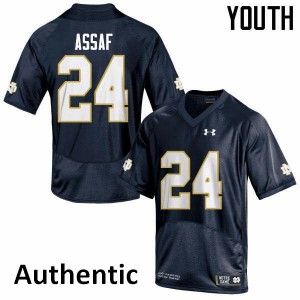 #24 Mick Assaf Notre Dame Youth Authentic Official Jerseys Navy Blue