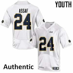#24 Mick Assaf Fighting Irish Youth Authentic Football Jerseys White