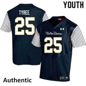 #25 Chris Tyree UND Youth Alternate Authentic University Jerseys Navy Blue