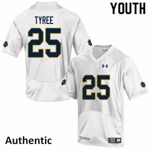 #25 Chris Tyree University of Notre Dame Youth Authentic University Jersey White