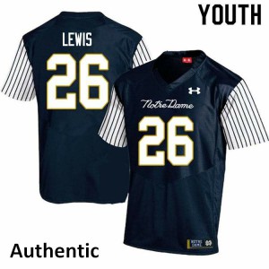 #26 Clarence Lewis Irish Youth Alternate Authentic Football Jersey Navy Blue