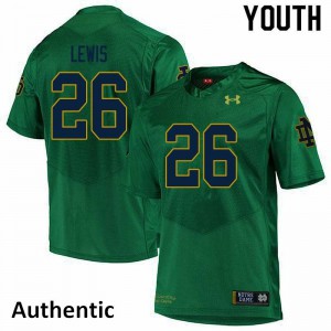 #26 Clarence Lewis Notre Dame Youth Authentic Embroidery Jersey Green