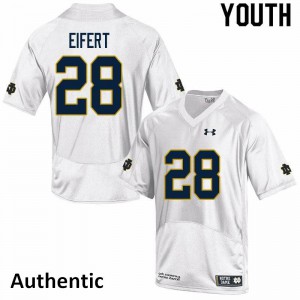 #28 Griffin Eifert University of Notre Dame Youth Authentic NCAA Jersey White