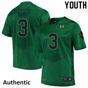 #3 Avery Davis University of Notre Dame Youth Authentic NCAA Jerseys Green