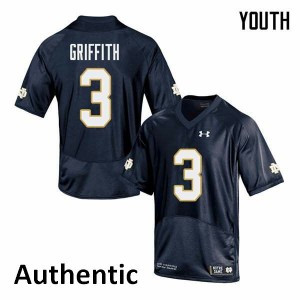 #3 Houston Griffith Notre Dame Fighting Irish Youth Authentic Embroidery Jerseys Navy