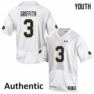 #3 Houston Griffith University of Notre Dame Youth Authentic Official Jersey White