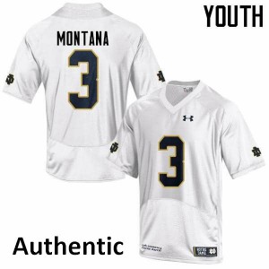 #3 Joe Montana Irish Youth Authentic Stitched Jerseys White