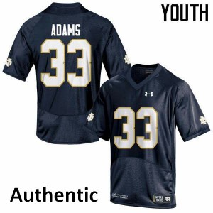 #33 Josh Adams UND Youth Authentic University Jerseys Navy Blue