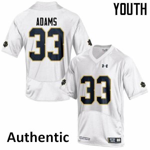#33 Josh Adams UND Youth Authentic Embroidery Jerseys White