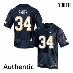 #34 Jahmir Smith Notre Dame Youth Authentic Stitched Jersey Navy
