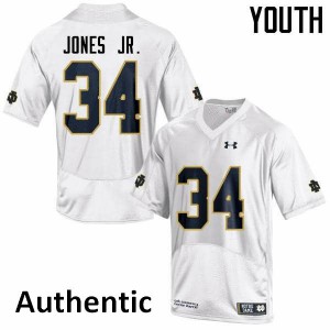 #34 Tony Jones Jr. University of Notre Dame Youth Authentic Football Jerseys White