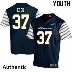 #37 Henry Cook University of Notre Dame Youth Alternate Authentic Football Jersey Navy Blue