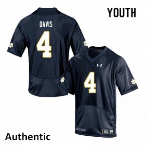 #4 Avery Davis Fighting Irish Youth Authentic Official Jersey Navy