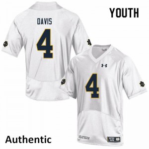 #4 Avery Davis University of Notre Dame Youth Authentic Stitch Jersey White