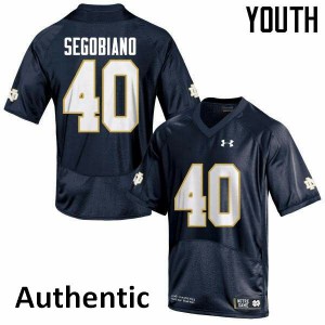 #40 Brett Segobiano University of Notre Dame Youth Authentic Stitch Jersey Navy Blue