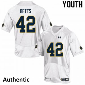 #42 Stephen Betts UND Youth Authentic Player Jersey White
