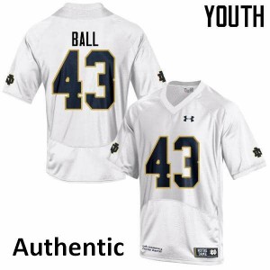 #43 Brian Ball Irish Youth Authentic Football Jerseys White