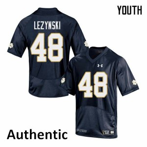 #48 Xavier Lezynski UND Youth Authentic Stitch Jerseys Navy