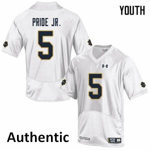 #5 Troy Pride Jr. UND Youth Authentic High School Jerseys White