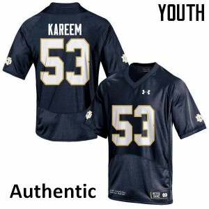 #53 Khalid Kareem Irish Youth Authentic University Jerseys Navy Blue