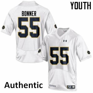 #55 Jonathan Bonner University of Notre Dame Youth Authentic University Jerseys White
