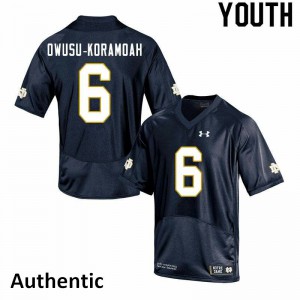 #6 Jeremiah Owusu-Koramoah University of Notre Dame Youth Authentic Embroidery Jersey Navy