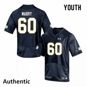 #60 Cole Mabry University of Notre Dame Youth Authentic Embroidery Jersey Navy