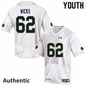 #62 Brennan Wicks University of Notre Dame Youth Authentic University Jersey White
