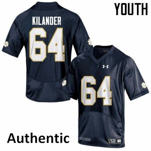 #64 Ryan Kilander University of Notre Dame Youth Authentic Player Jersey Navy Blue